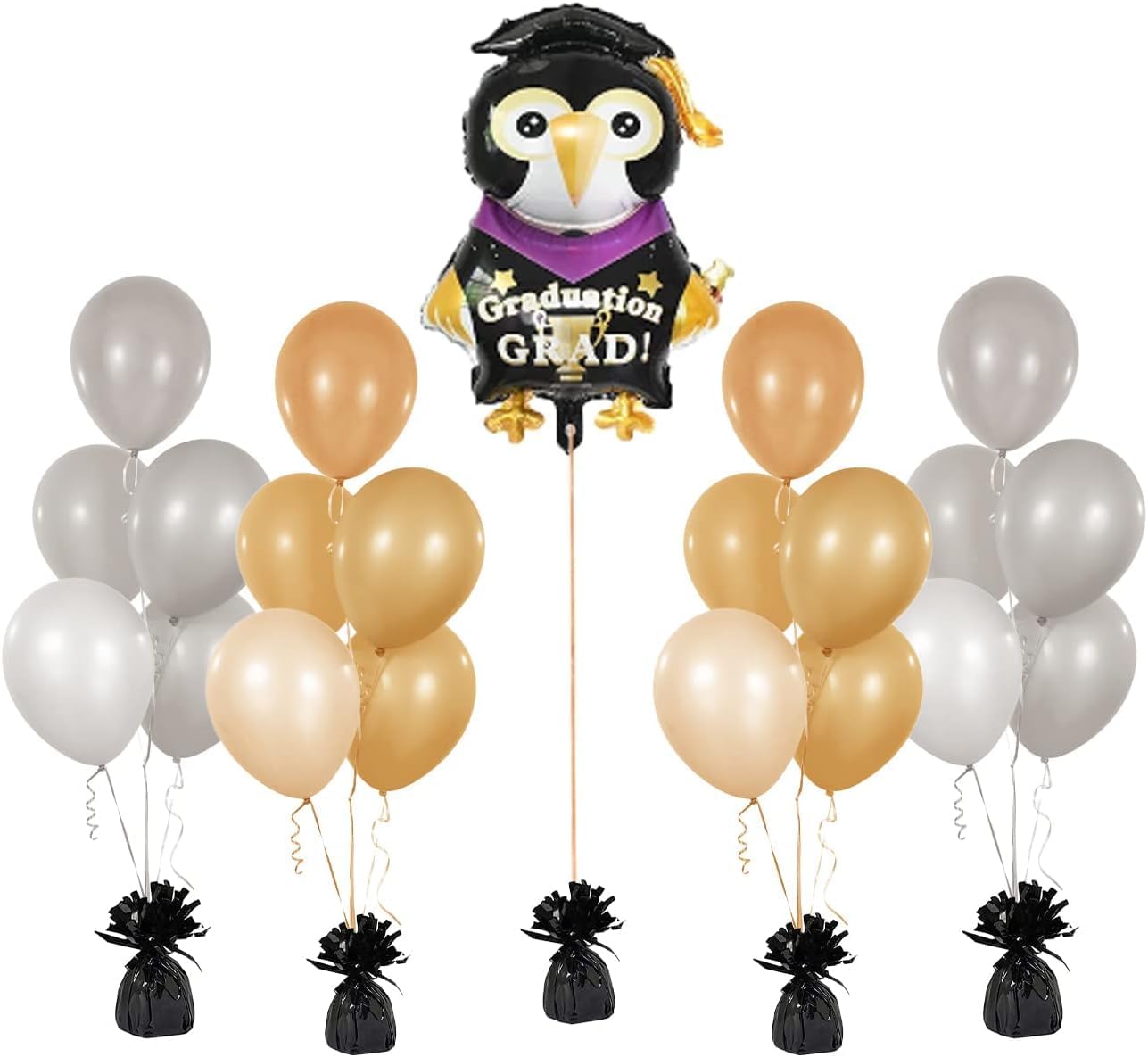 Metallic Balloon Weights, Birthday Party Favors, Novelty and Gag Gifts, 5.5" Inches, 6-Pack (Black)