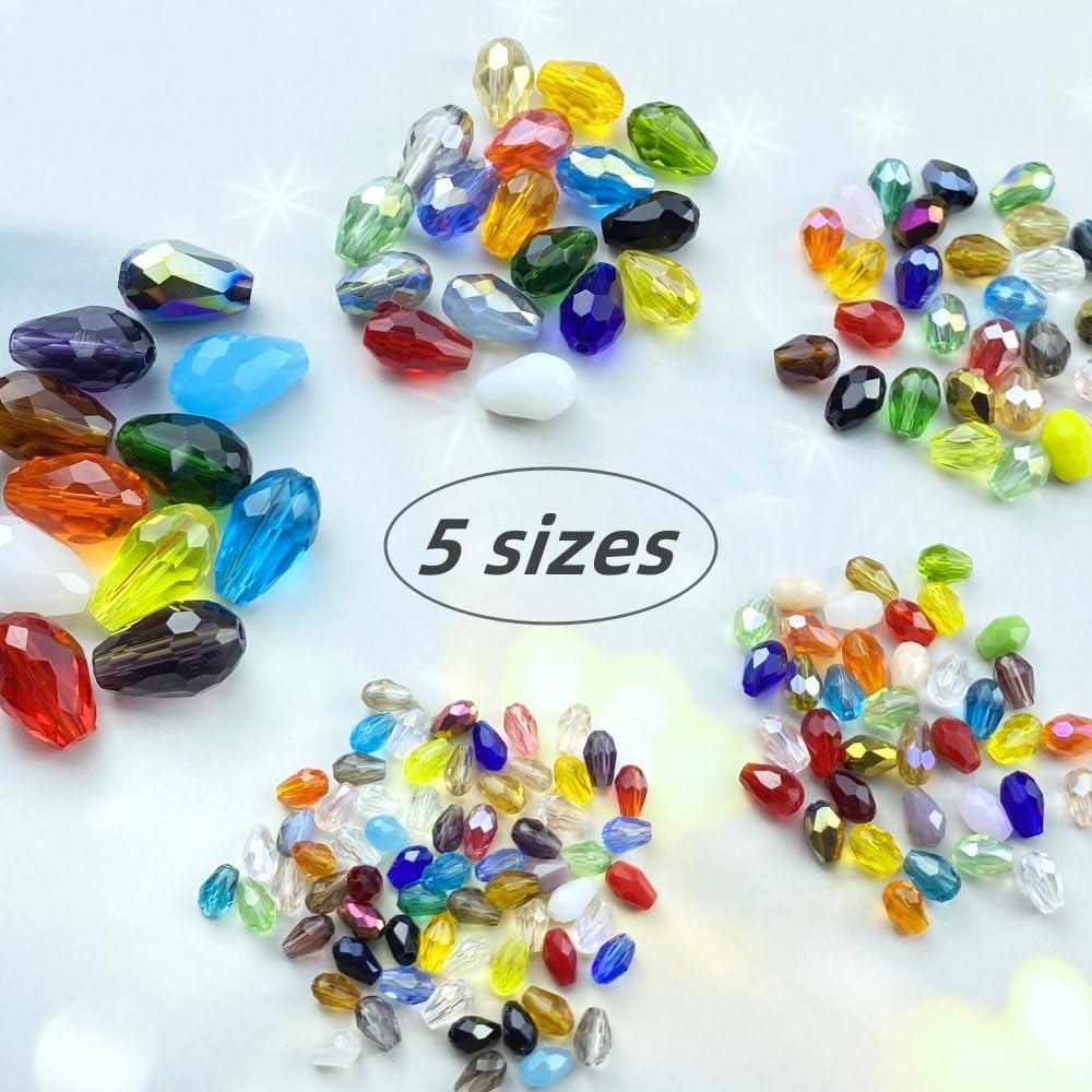 70pcs 8x12mm Teardrop Crystal Glass Beads Vertical Hole Faceted Loose Spacer Beads for DIY Craft Jewelry Making Necklace Bracelet Earring Wind Chimes(Pink Series)