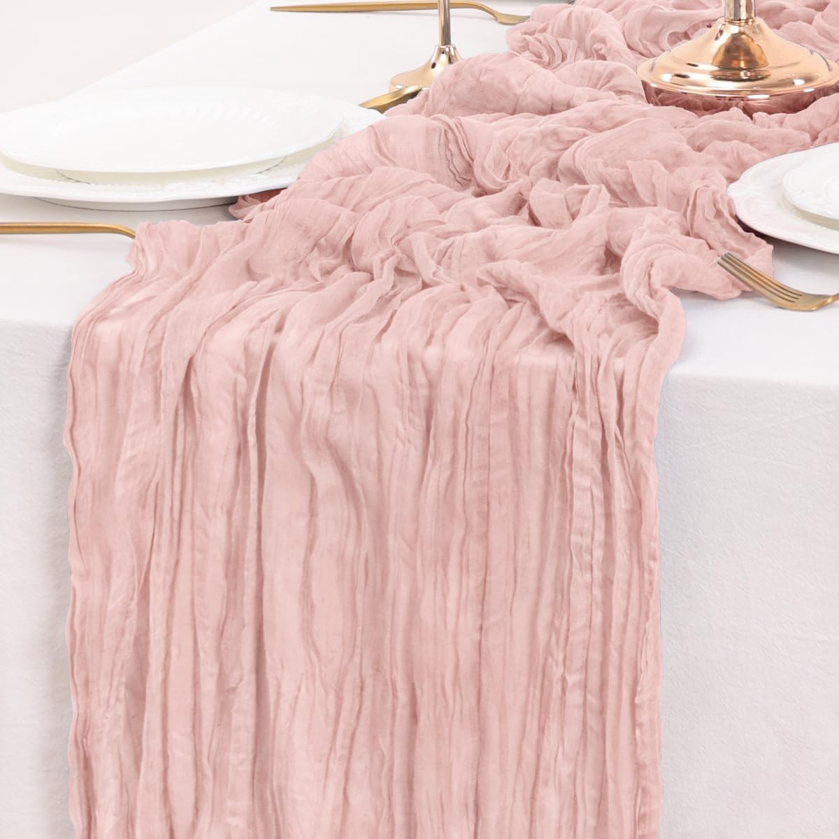 Dusty Pink Table Runner Cheesecloth Table Runner 4 Pack 10FT Rustic Spring Easter Table Runner 35 x 122 Inches Boho Decoration for Home Wedding Baby Shower Birthday Party