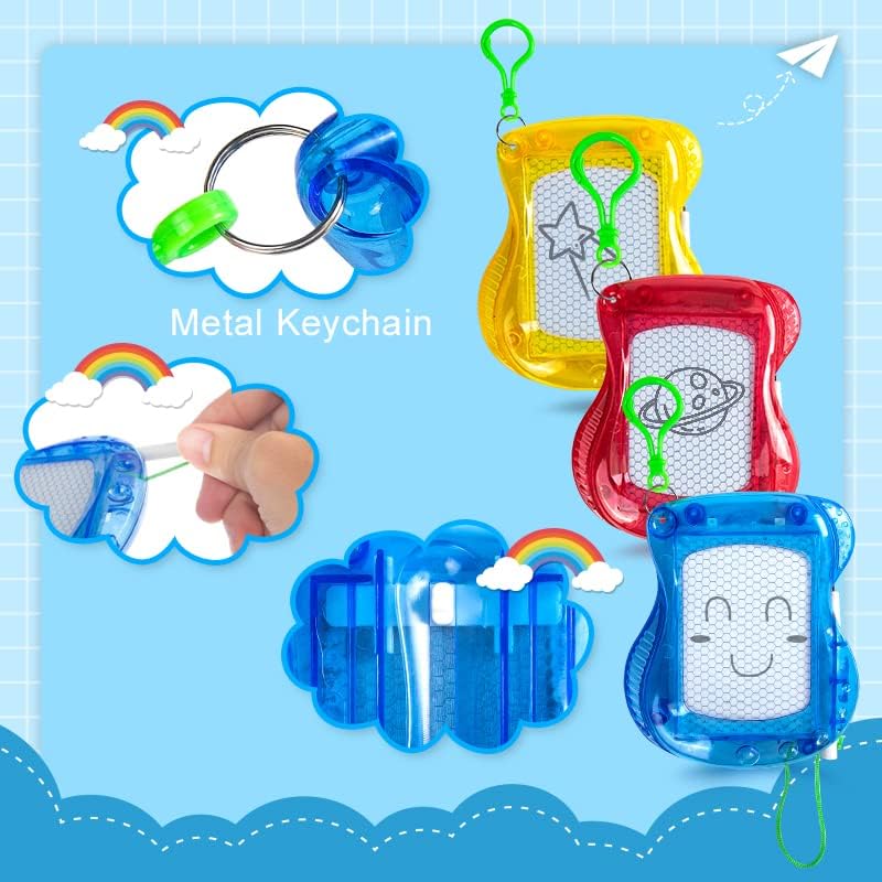 24 Mini Magnetic Drawing Board with Metal Keychain Party Favors for Kids Goodie Bag Stuffers Birthday Party Bag for Boys Girls (24)