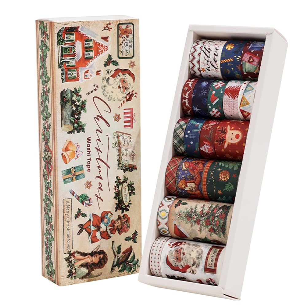 20 Rolls Christmas Theme Washi Tape Set, Writable Decorative Tapes for Scrapbooking, Bible Journaling, Bullet Journaling, 0.6"x79" per Roll