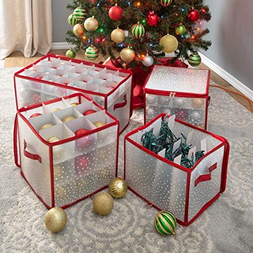 Simplify Holiday Light Organizer Box | Holds 500 Lights | Christmas Storage | Tree String Lights | 5 Divider Reels | Collapsible | Ultra Zip | Red - Image 2