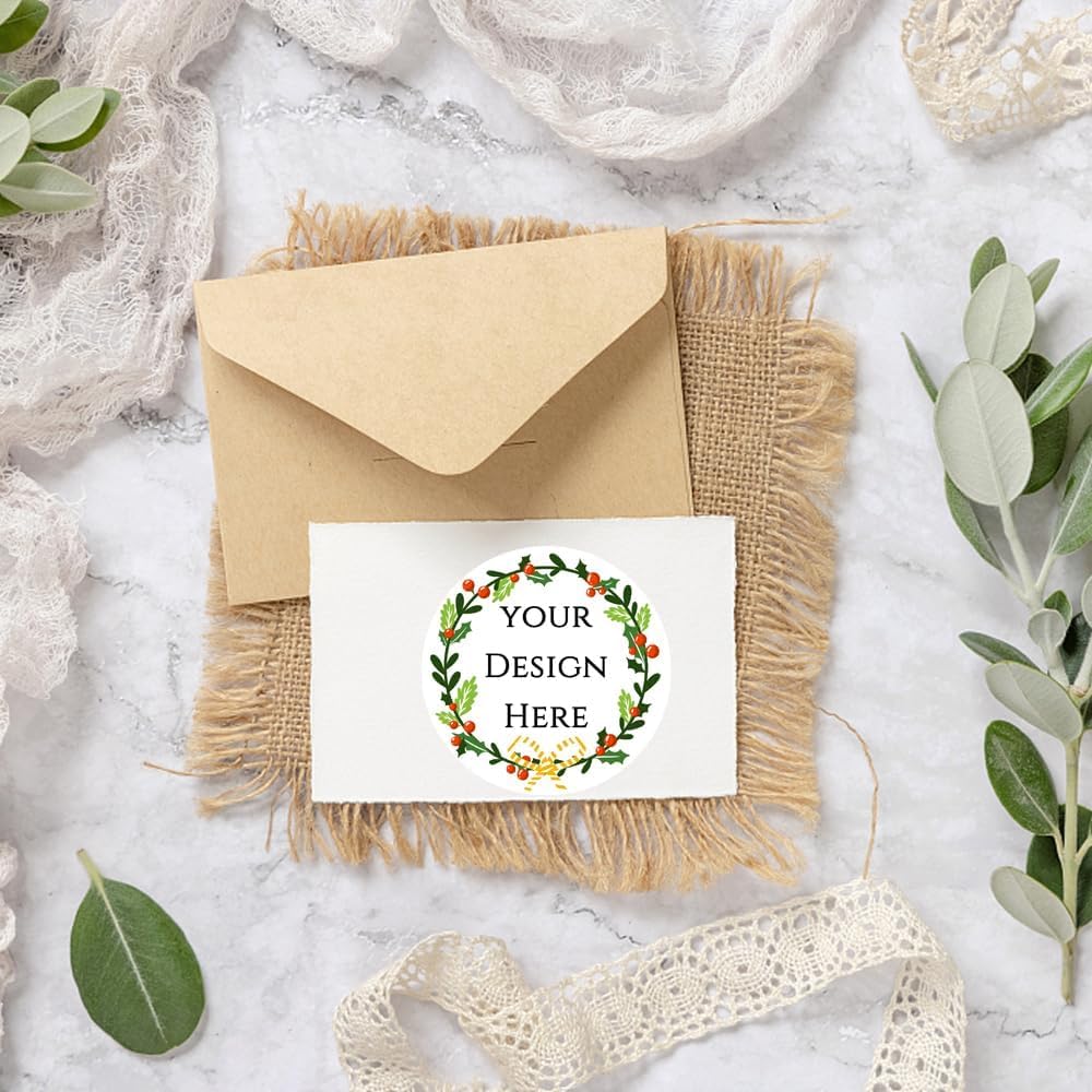 100-1000pcs Custom Stickers Merry Christmas Stickers Personalized Labels Adhesive Xmas Decorative Envelope Seals Stickers for Cards Gift Boxes(VSquare-8)
