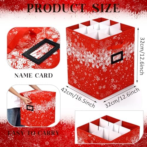 2 Pack 16 Inch Large Christmas Nutcracker Storage Box Hold 18 Nutcrackers Figurine Collectible Storage Box for Holiday Decor Carolers Santa Figure or Nut Cracker Ornaments(Snowflake,Red) - Image 2