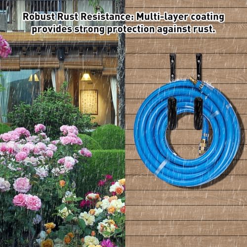 KURUI 10" Garage Organization Wall Hooks, 66 LB Heavy Duty Water Hose Holder for Hanging Ladder Extension Cord Garden Tool Cable, 4 Pcs, Black - Image 2