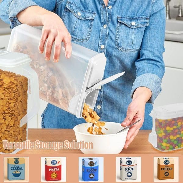 Buddeez Cereal Buddy Food Storage Dispenser - Multi-Size, BPA Free Plastic Containers with EZ Grip Handle, Scoop, and EZ Pour Spout, 8 QT, Set of 3. - Image 3