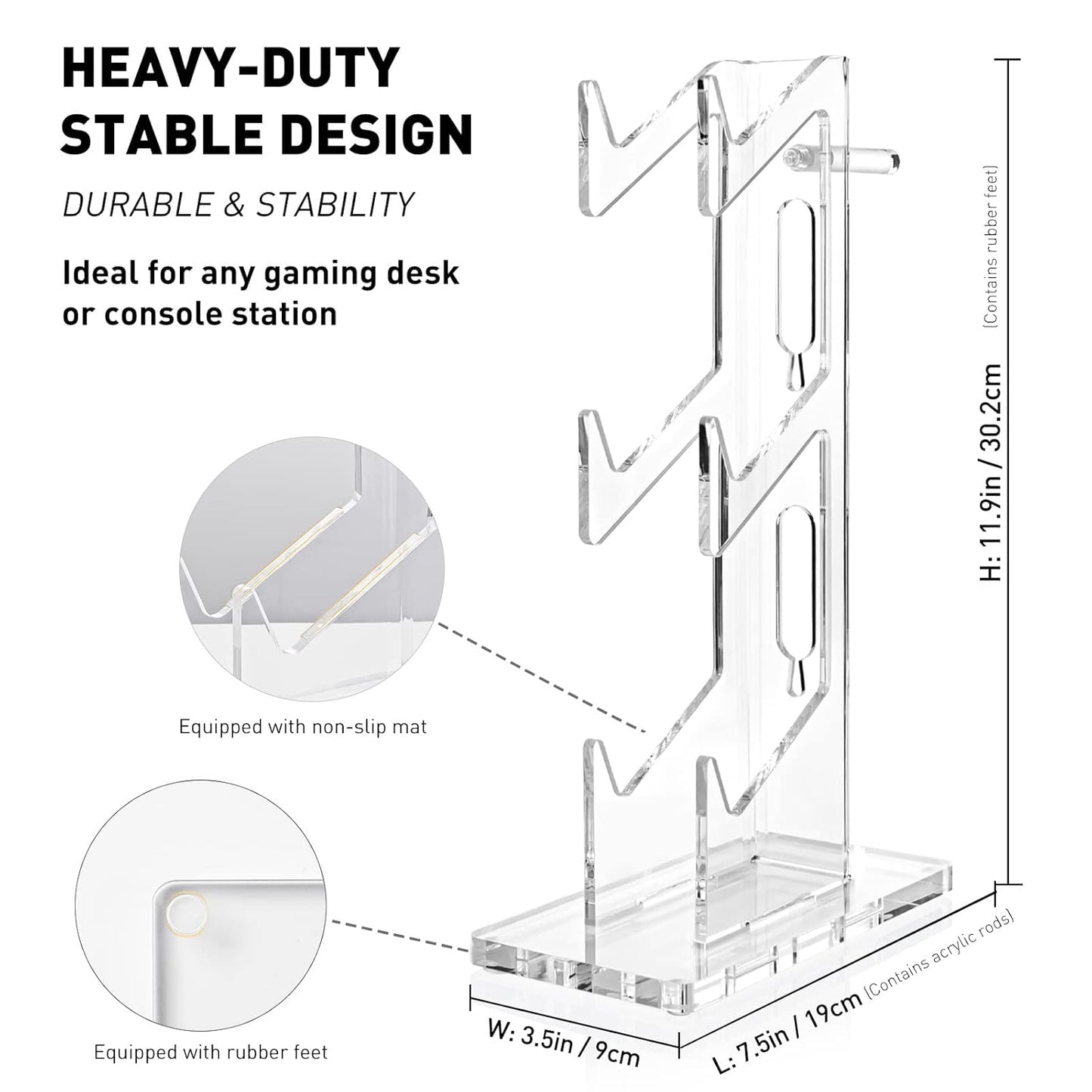 OAPRIRE Universal 3 Tier Controller Stand and Headset Stand for XBOX ONE X SWITCH PS4 PS5 PC, Controller Holder Gaming Accessories, Build Your Game Fortresses (Clear)