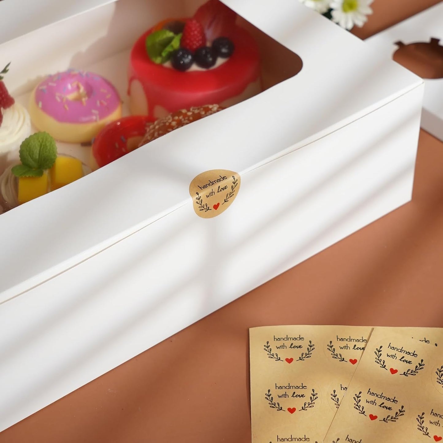 Yeplan 5 Packs Cupcake Boxes 12 Count,White Cupcake Carriers with Window,13.4x9.8x4 Inches Cookie Boxes,Cupcake Containers,Bakery Boxes