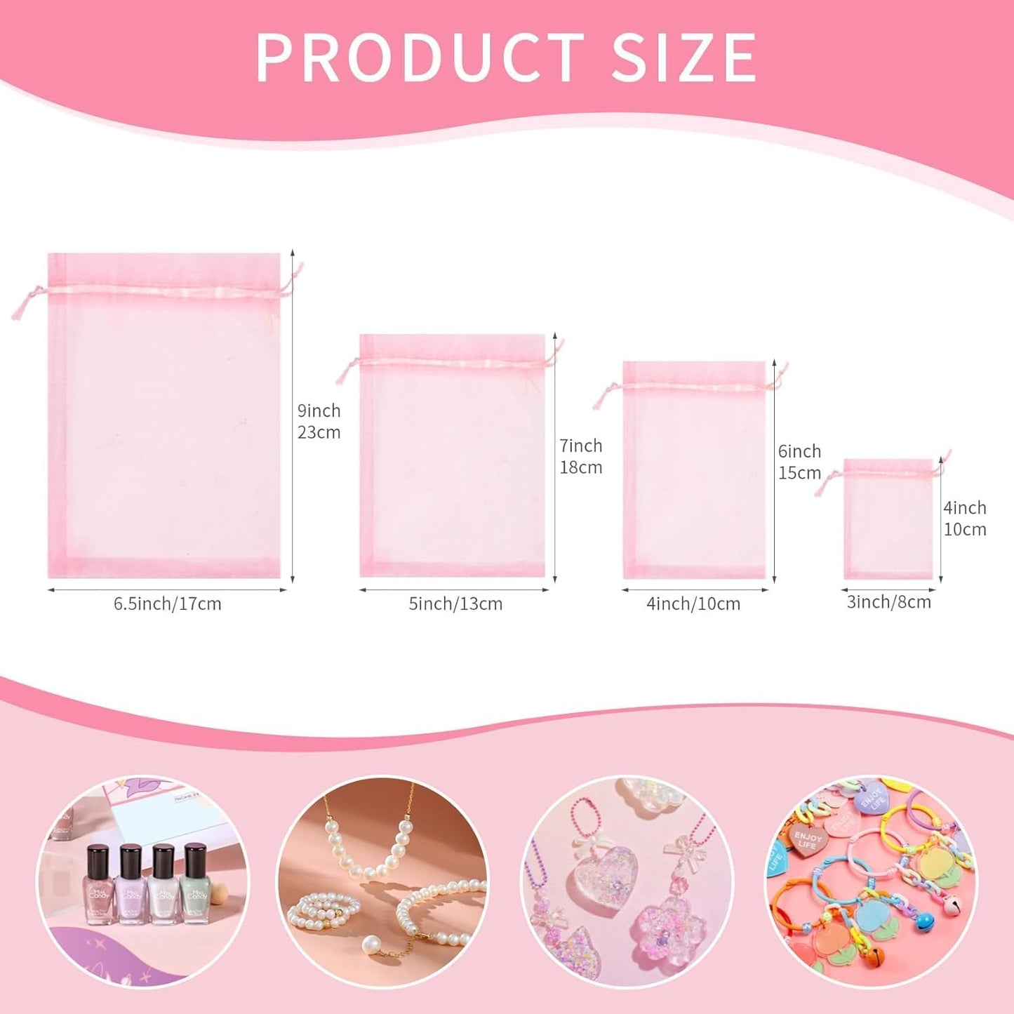 Crweety 50 Pcs Mix Color Organza Bags 6x9 Inch, Small Gift Bags Mesh Bags Drawstring Goodie Bags for Wedding Party Favor Halloween Treats Christmas