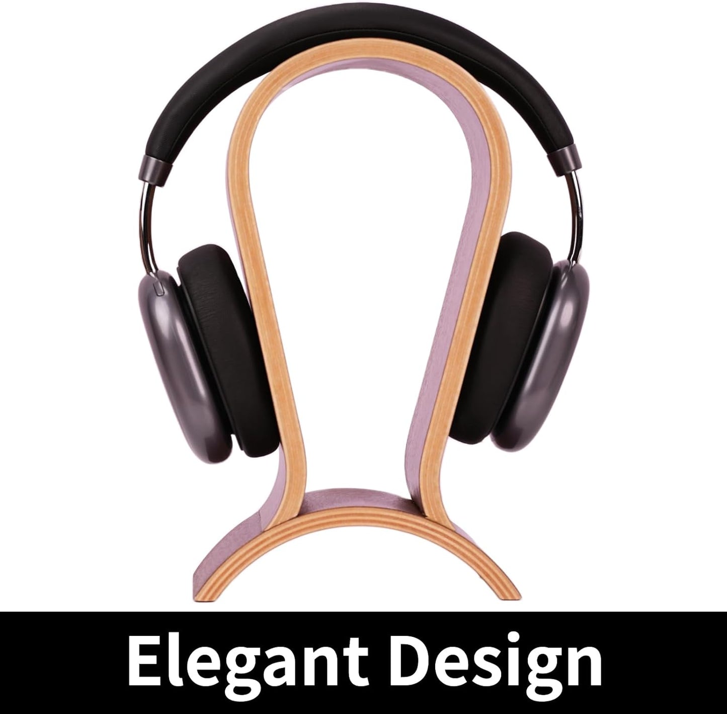 Wood Headphone Stand for Desk - Headset Holder Cute Gaming Wooden Headphones Hanger Hook Rack Base Storage Head Phone Accessories
