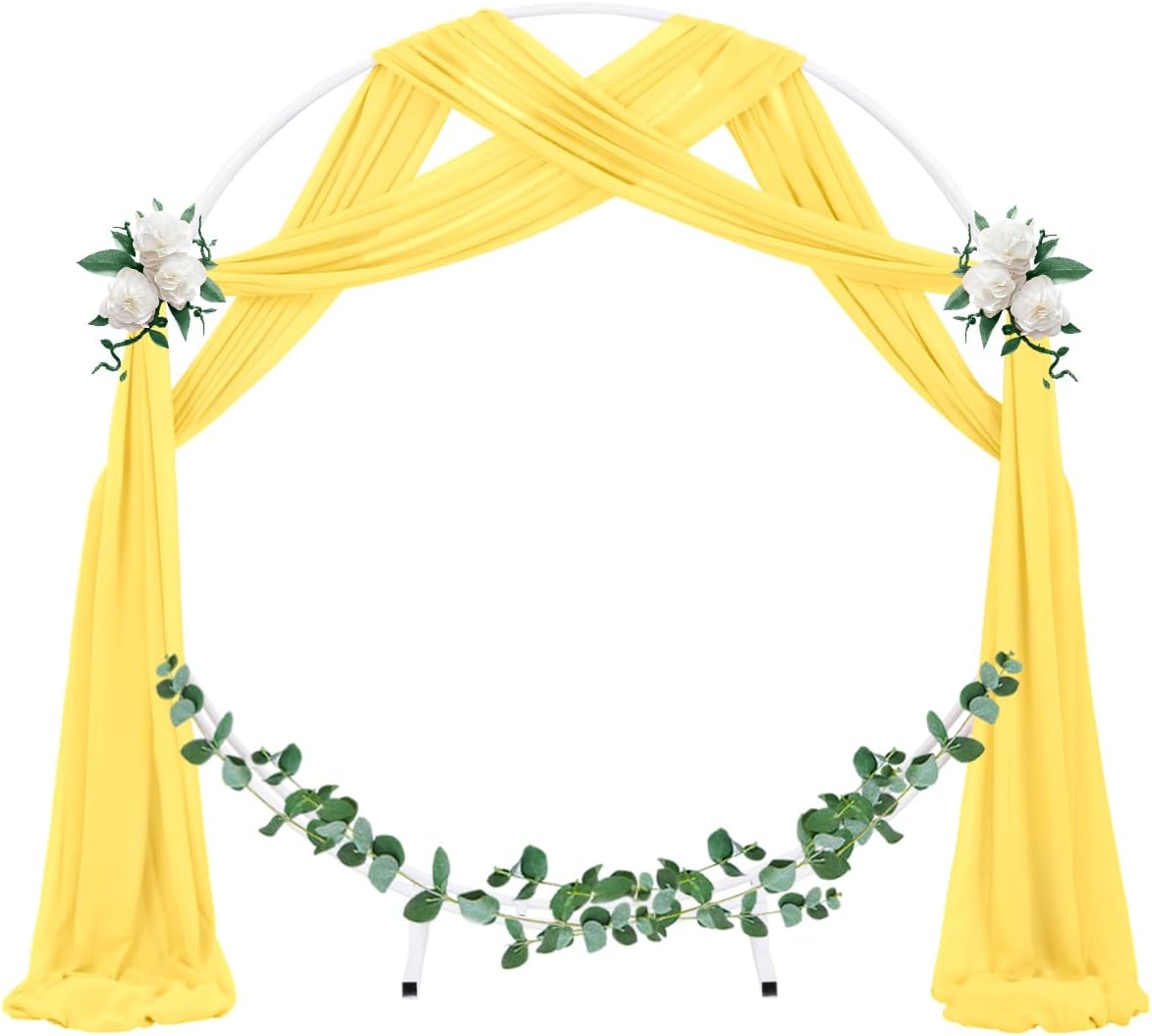 Socomi Wedding Arch Draping Fabric 2 Panels 29" x 19Ft Sheer Chiffon Curtain Drapes 6 Yards for Wedding Ceremony Birthday Party Decoration Yellow Gold