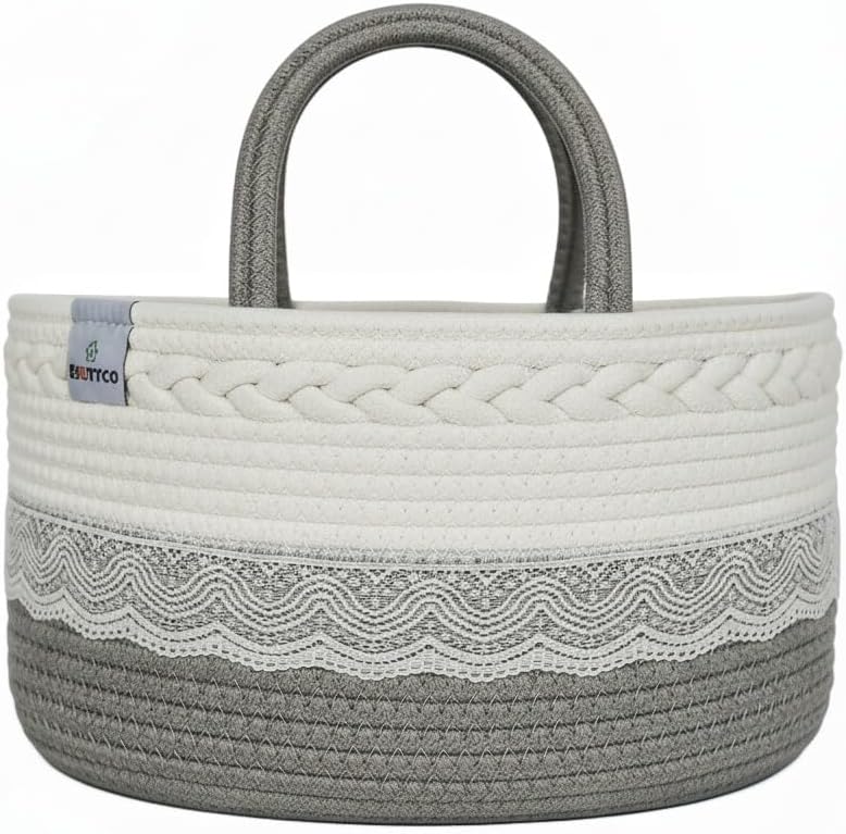 Baby Diaper Caddy Organizer,Woven Rope Nursery Storage Bin,Newborn Gift Basket,Extra-Large Cotton Basket with Removable Compartments,Portable (Grey, Extra Large) - Image 2