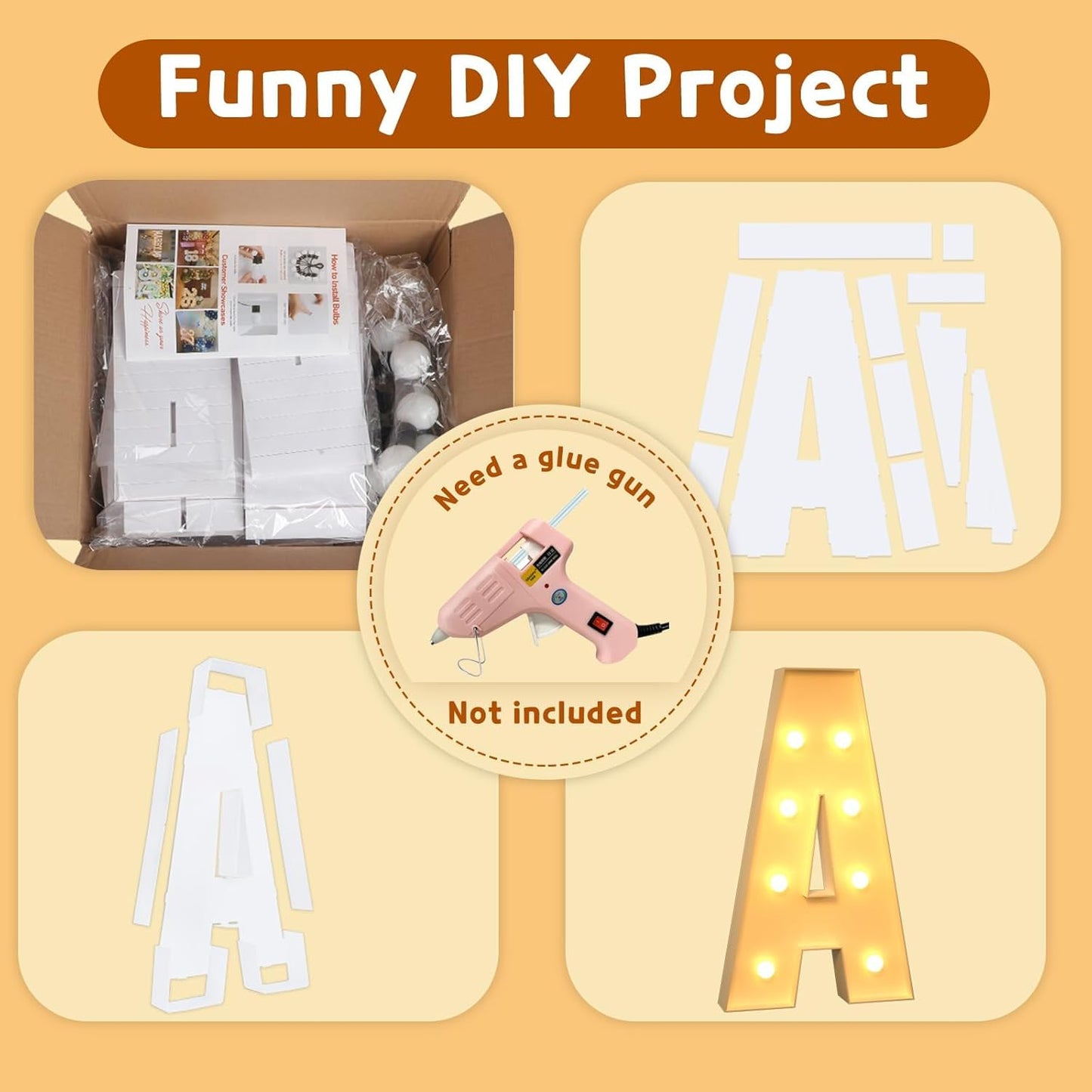 imprsv Marquee Light Up Letters, 3FT Mosaic Letters with Light for Baby Shower Graduation Party Decor, Large W for Engagement Wedding Party Decorations (Need to Assemble)