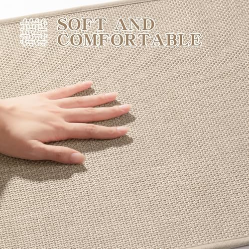chakme Bathroom Rugs Mat 47x25, Ultra Thin Non Slip Bath Mat Large Quick Dry Absorbent Bath Mat for Bathroom Floor, (Light Beige, 47"x25") - Image 4