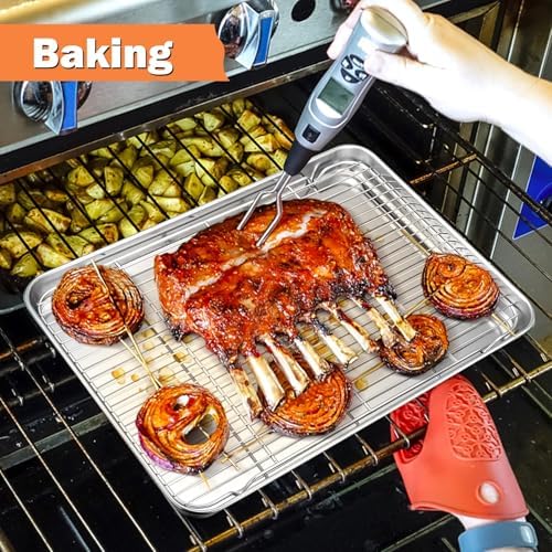 P&P CHEF Cooling Baking Rack Stainless Steel, 16.6" x 11.5", 2 Pcs, Silver - Image 5