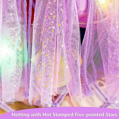 Large Stuffed Animal Net or Hammock with Led and Mesh Ribbon Wall Hanging Toy Net for Stuffed Animals Creative Stuff Animal Storage Ideas Macrame Toy Hammock Stuffed Animal Hammock-Purple - Image 5