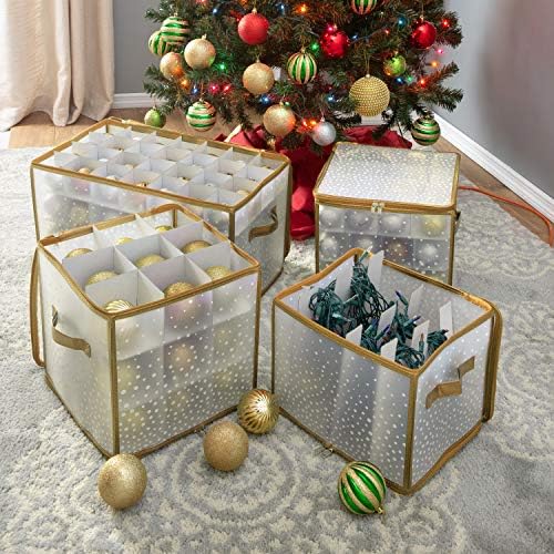 Simplify Holiday Light Organizer Box | Holds 500 Lights | Christmas Storage | Tree String Lights | 5 Divider Reels | Collapsible | Ultra Zip | Gold - Image 2