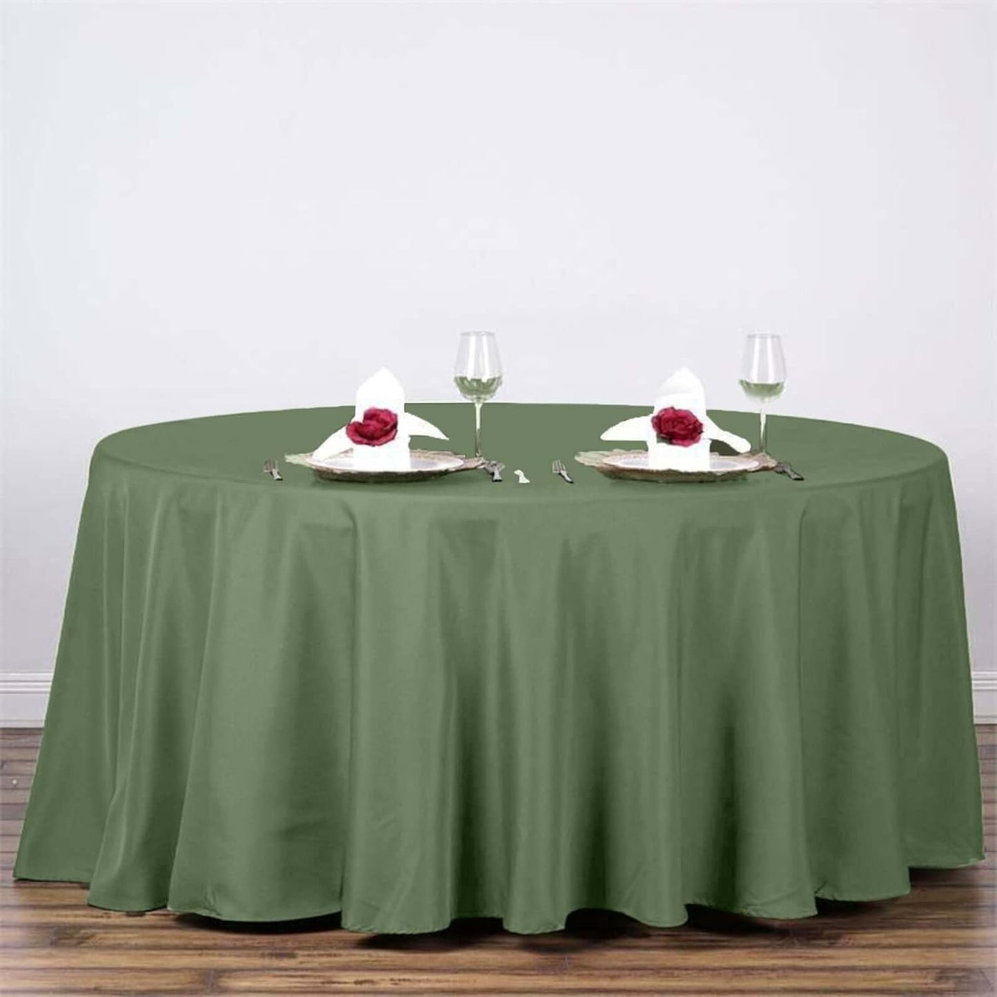 Efavormart Round Tablecloth, 120 Inch Stain & Wrinkle Resistant Washable Table Cloth, Decorative Polyester Fabric Table Cover for Banquet, Wedding, Dining - Willow