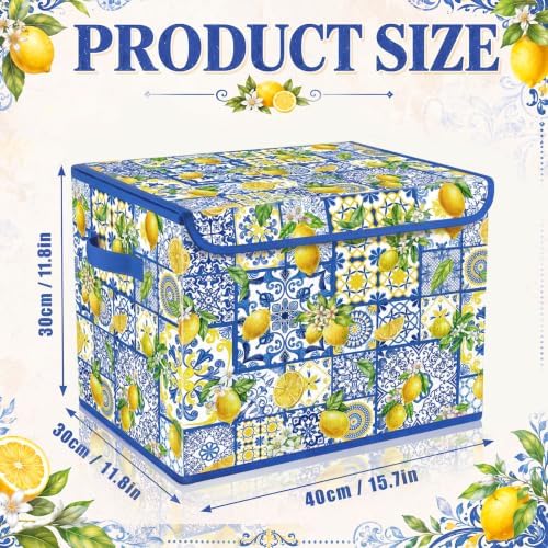 Briwooody Capri Lemon Storage Bin with Lid and Carrying Handle Lemon Basket - Image 4