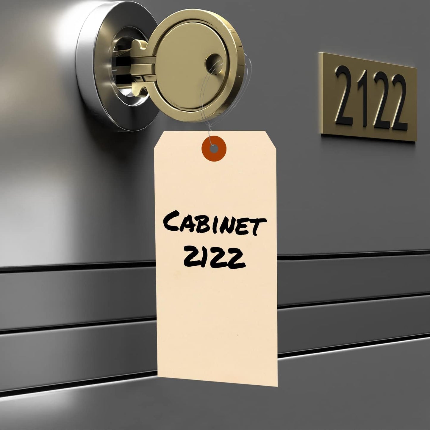 SmartSign Blank Manila Shipping Tags with Wire, Size-8, Pack of 100, 13pt Thick Prewired Cardstock Tag, 6.25 x 3.125 inch Paper Hang Tags with Reinforced Fiber Patch