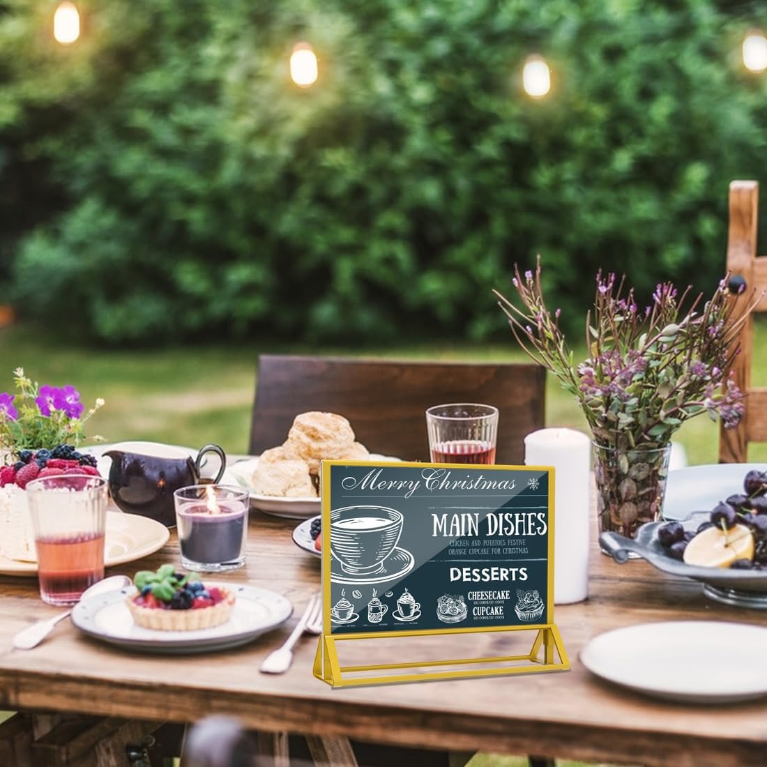 Clear Acrylic Sign Holder 6x 4 Horizontal Double Sided Gold Frame Display Stand Table Flyer Holder for Wedding Table Number Menu Holder (6pcs)