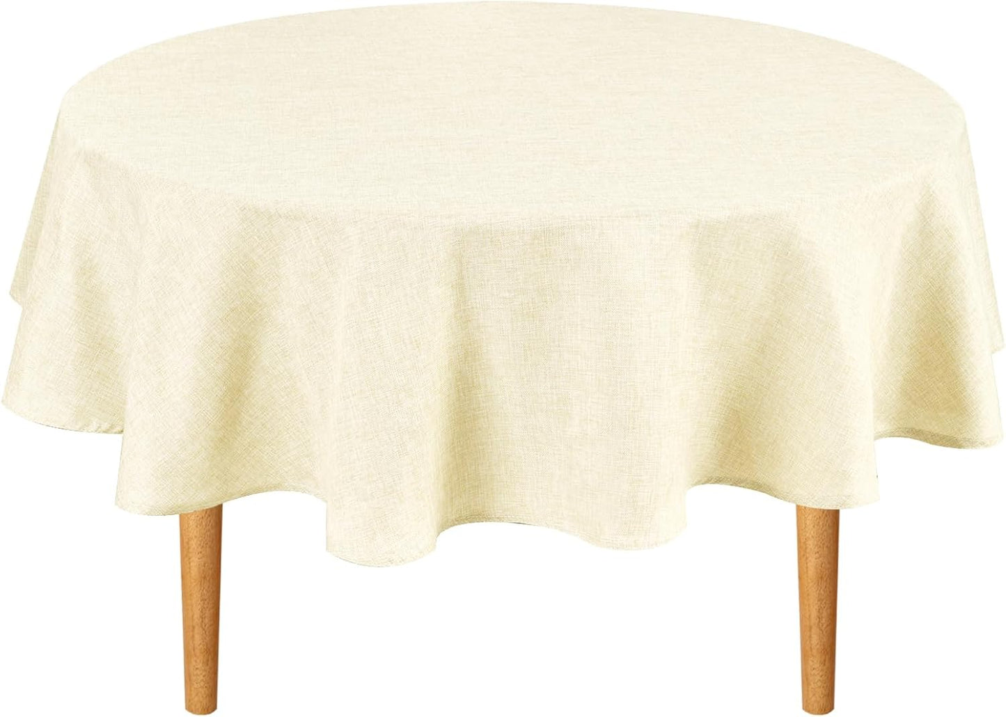 Hiasan Round Tablecloth 30 Inch Linen - Wrinkle and Stain Resistant Washable Polyester Fabric Table Cloth for Dining Room Kitchen Party, Champagne