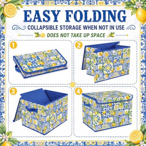 Briwooody Capri Lemon Storage Bin with Lid and Carrying Handle Lemon Basket - Image 2