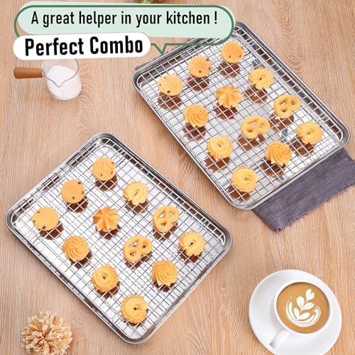 Homikit Cookie Sheet with Rack (2 Small Baking Sheets+2 Racks), 10 x 8 Inch - Image 6