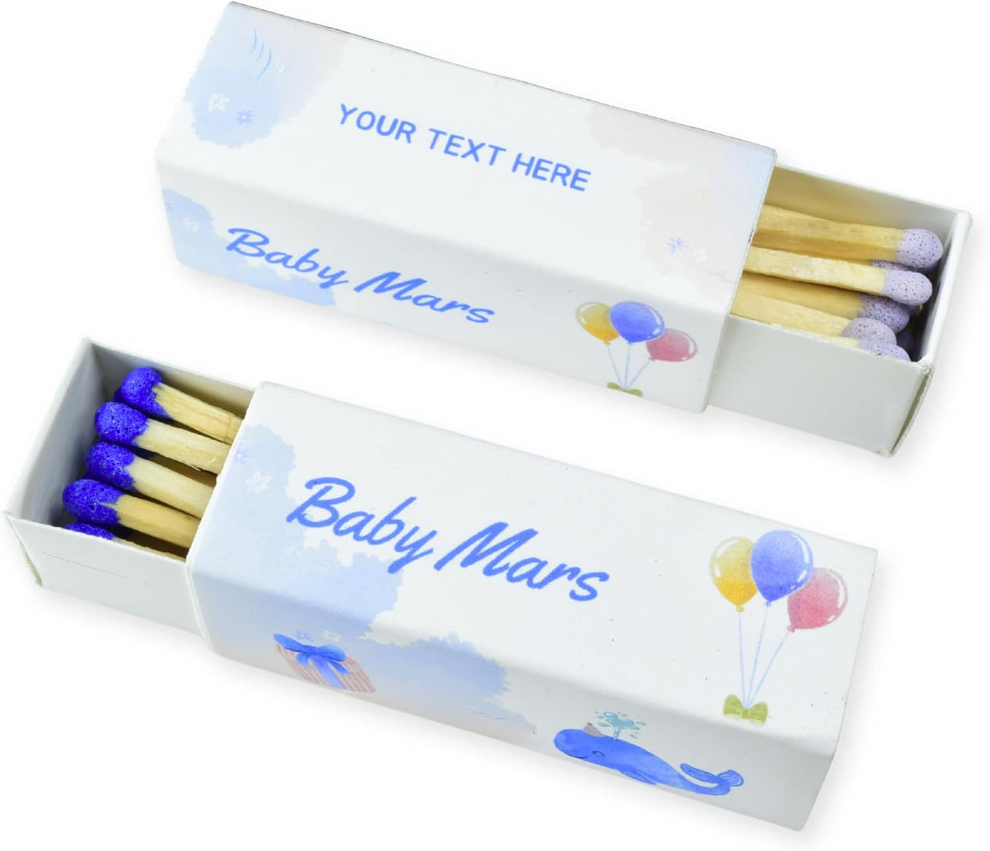 Customizable Baby Shower Matchboxes – Set of 10 – Cute Baby Design – Colorful Matchsticks – Perfect for Baby Shower Favors (2" Matchsticks, Baby #3)