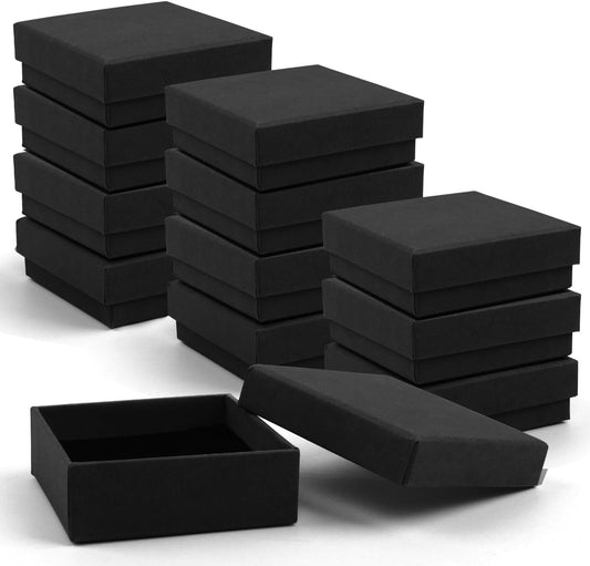 Gift Box Necklace Earring Ring Box Gift Box,12 Pieces Square Cardboard Jewelry Gift Boxes,Cotton Filled Cardboard Paper Jewelry Box Gift Case (3.5x3.5x1.25 Inches) (Black)