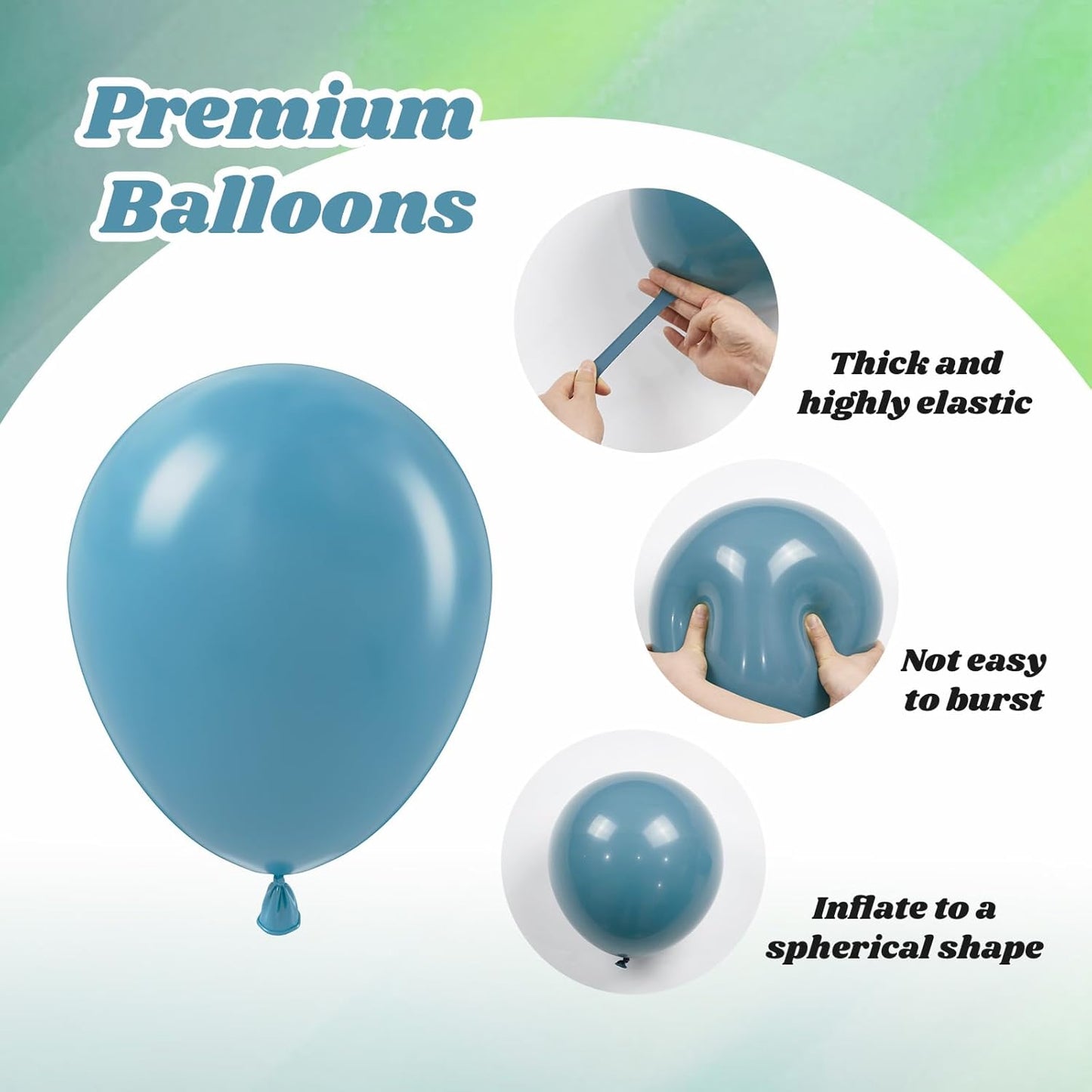 60pcs Blue and Green Balloons - Sage, Dusty Blue, Pastel Green, Nude for Bridal, Woodland, Birthday, Baby Shower Decorations