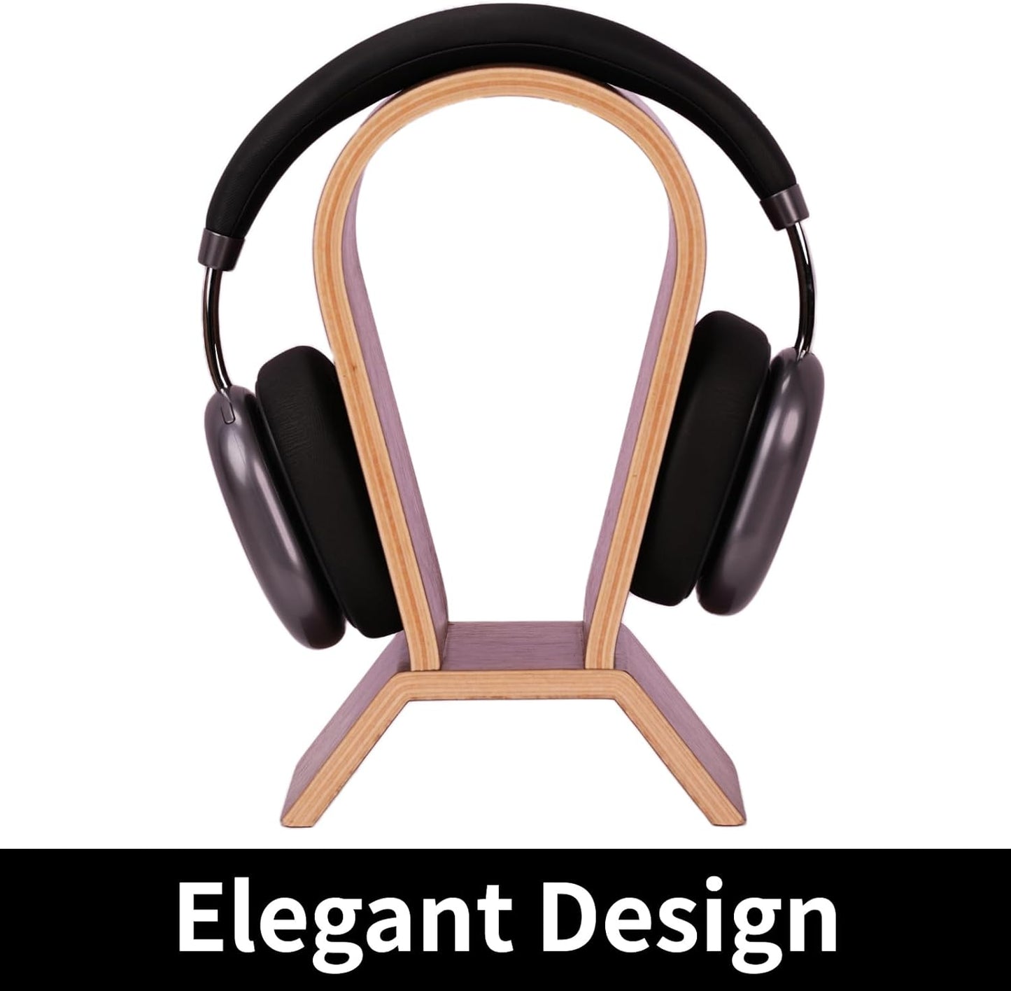 Wood Headphone Stand for Desk - Headset Holder Cute Gaming Wooden Headphones Hanger Hook Rack Base Storage Head Phone Accessories
