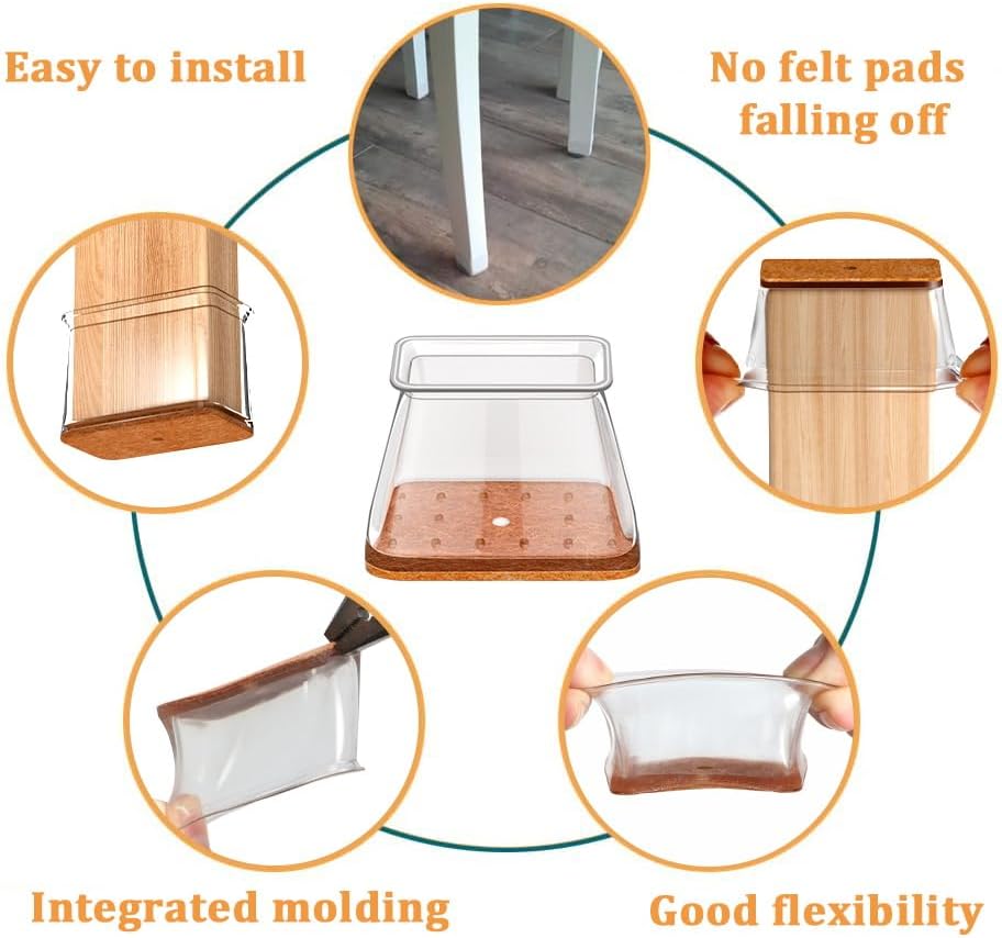 Chair Leg Floor Protectors Rectangle for Hardwood Floors 20 Pcs Medium - Image 7