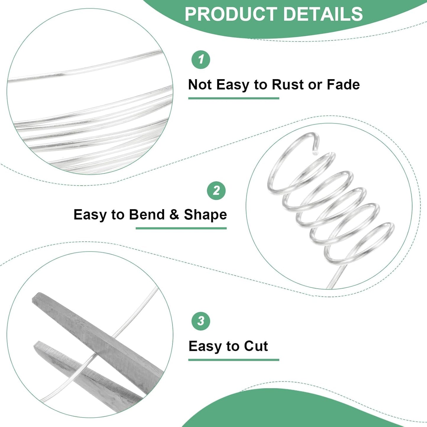 0.8 mm/20 Gauge Copper Wire for Jewelry Making, 7.5FT Copper Beading Craft Wire for Jewelry/Weaving/DIY Crafting/Planting, Color-Retaining [2.3 M, Bright Silver]