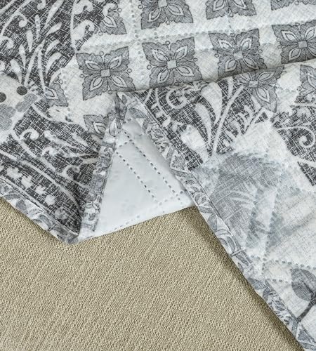 Brilliant Sunshine Grey Flowers Patchwork Couch Armrest Organizer, 35"×13" - Image 6