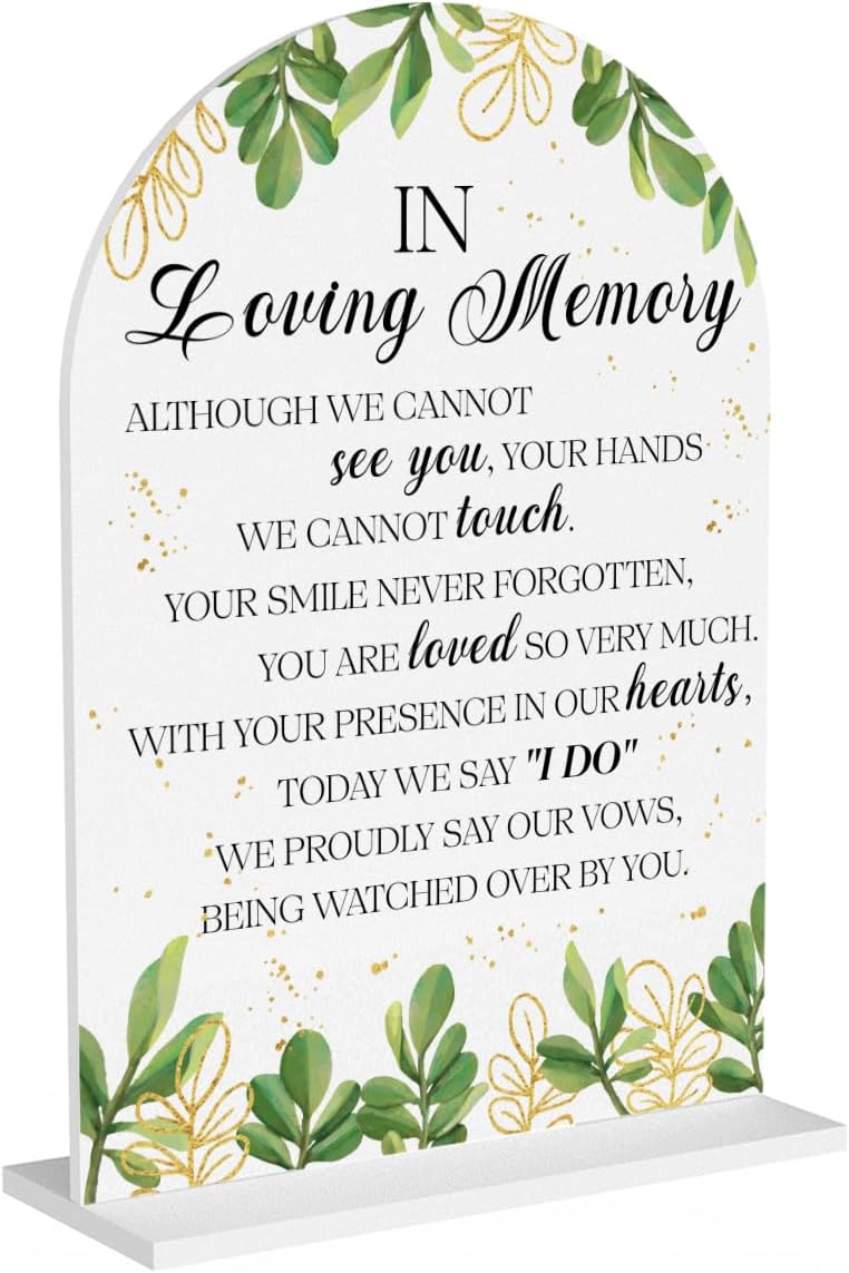 In Loving Memory Wedding Sign, In Memory Wedding Sign for Engagement Bridal Shower Decor fo Ceremony Reception, Weddings Table White Acrylic Sign
