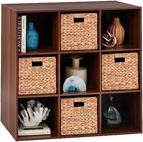 Best Choice Products 9-Cube Storage Organizer, 11in Shelf Opening, Bookcase, Display Shelf, Customizable w/ 3 Removable Back Panels - Walnut by BestChoiceProducts