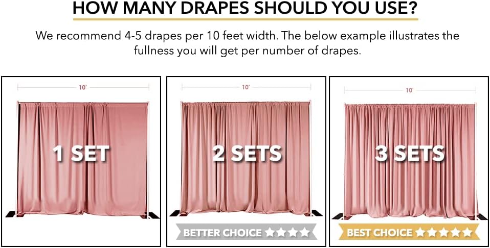 AK TRADING CO. 10 feet x 8 feet IFR Polyester Backdrop Drapes Curtains Panels with Rod Pockets - Wedding Ceremony Party Home Window Decorations - Pink