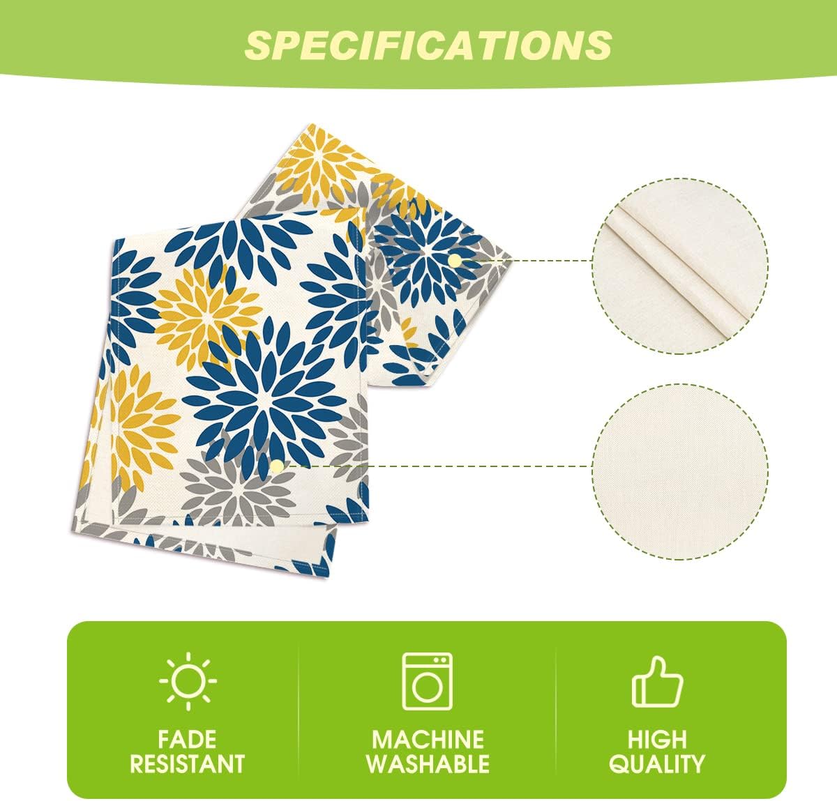 Artoid Mode Blue Dahlia Floral Pinnata Summer Table Runner, Spring Kitchen Dining Table Decoration for Home Party Decor 13x90 Inch