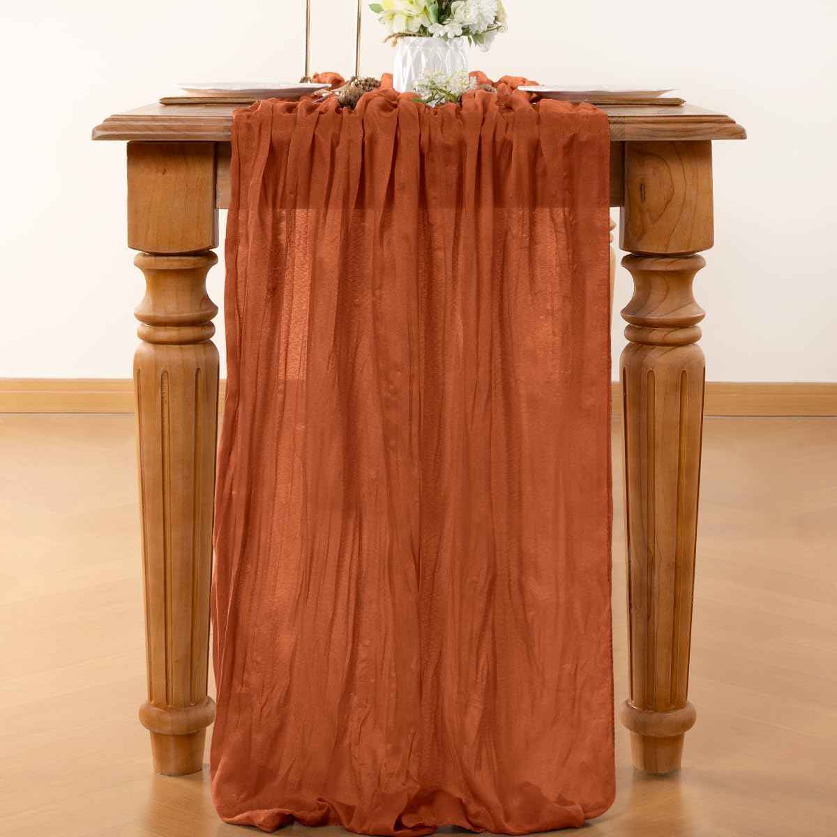 Terracotta Table Runner Cheesecloth Table Runner 4 Pack 10FT Farmhouse Table Runners 120 Inches Fall Table Decor Dining Room Centerpiece Wedding Boho Baby Shower Birthday