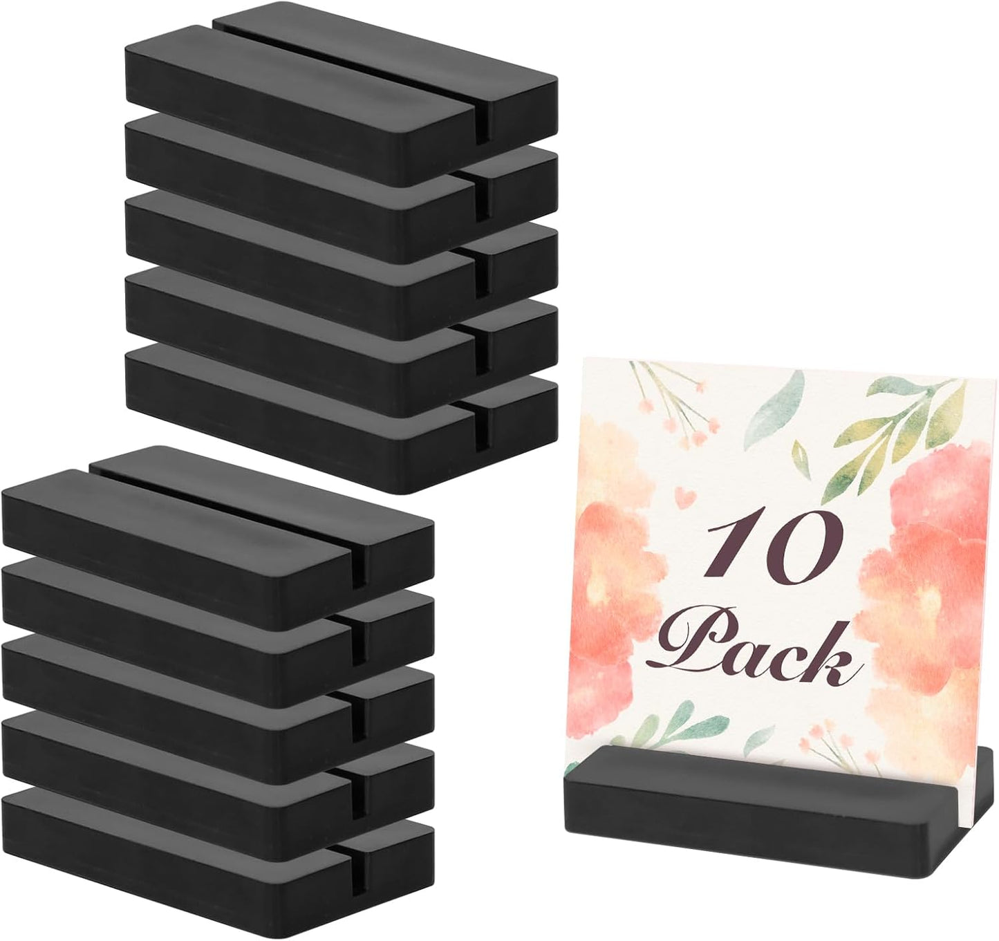 Acrylic Sign Stand Card Holder, 10 PCS Place Sign Holders with Card Slot, Stands for Acrylic Signs, Table Numbers Display Stands for Meeting/Menu/Table Numbers (Black)