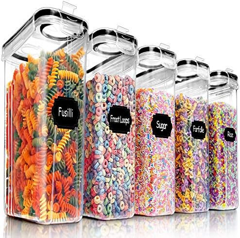 5PCS Large Cereal Containers Storage [4L/135.2 oz], Food Storage Containers by PRAKI