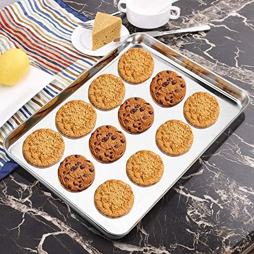 Wildone Baking Sheet with Rack Set [2 Sheets + 2 Racks], Stainless Steel Cookie Pan baking Tray with Cooling Rack, Size 12 x 10 x 1 Inch, Non Toxic & Heavy Duty & Easy Clean - Image 6