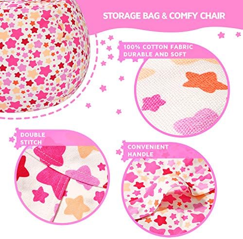 WEKAPO Stuffed Animal Storage Bean Bag Chair Cover for Kids - Image 4