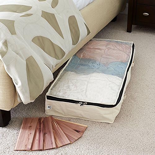 Household Essentials Cedarline Under Bed Storage Bag with Heavy‑Duty Cotton Canvas and Durable 3‑Sided Zipper, Natural Finish - Image 2