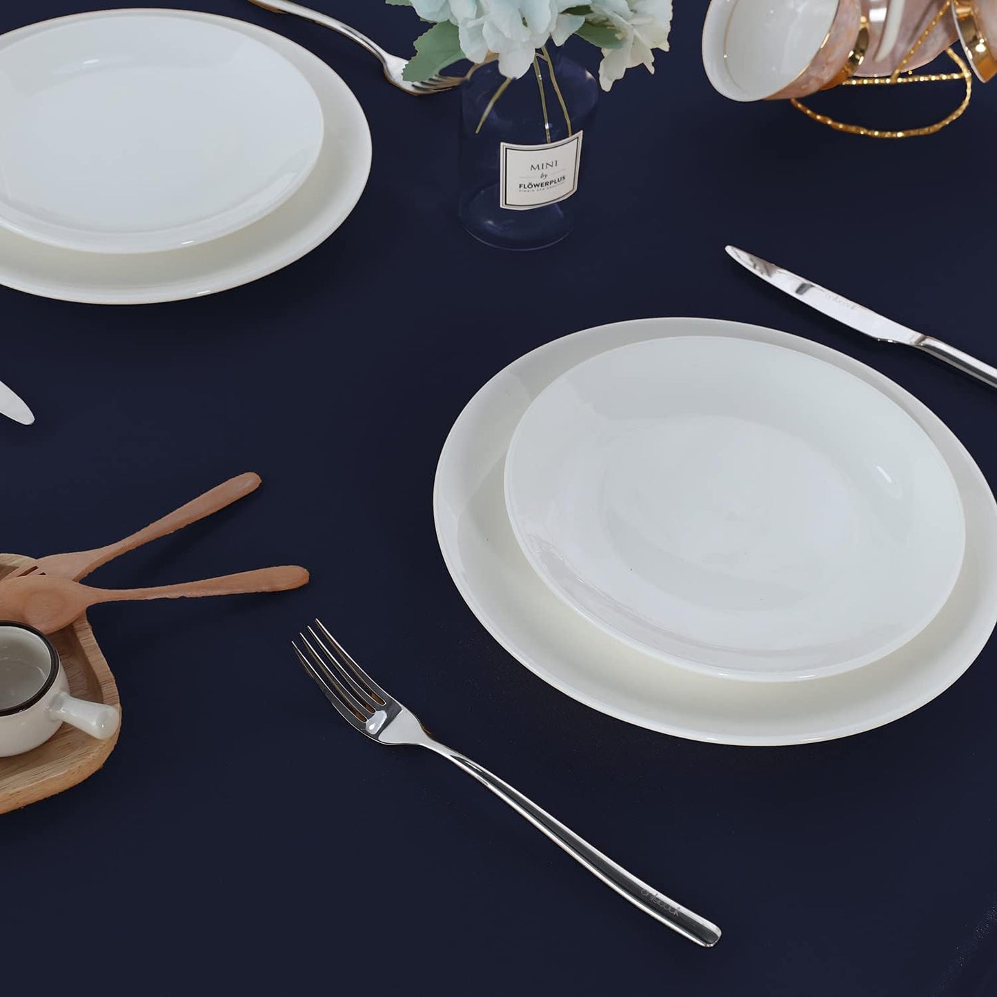 Fitable Rectangle Tablecloth Stain and Wrinkle Resistant Washable Polyester Table Cloth for Buffet Parties and Camping (54x78 inch, Navy Blue)