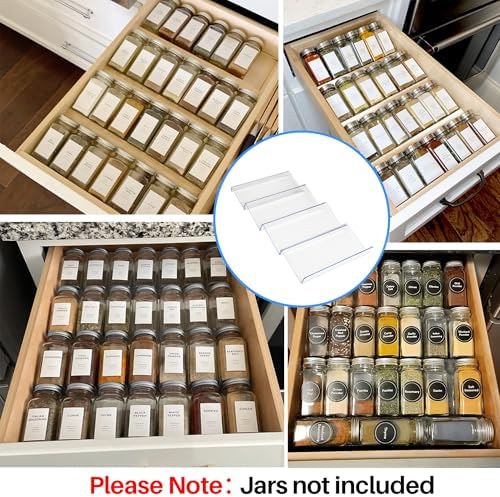 MIUKAA Clear Spice Drawer Organizer, 4 Pcs Seasoning Rack(jar not included) - Image 5