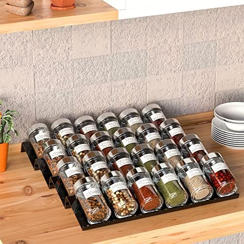 Sezanrpt Adjustable Acrylic Spice Drawer Organizer Rack, Spice Drawer Organizer Shelf Expandable From 8 Inch to 16 Inch, Acrylic Drawer Organizer for Seasoning Jars - Image 6