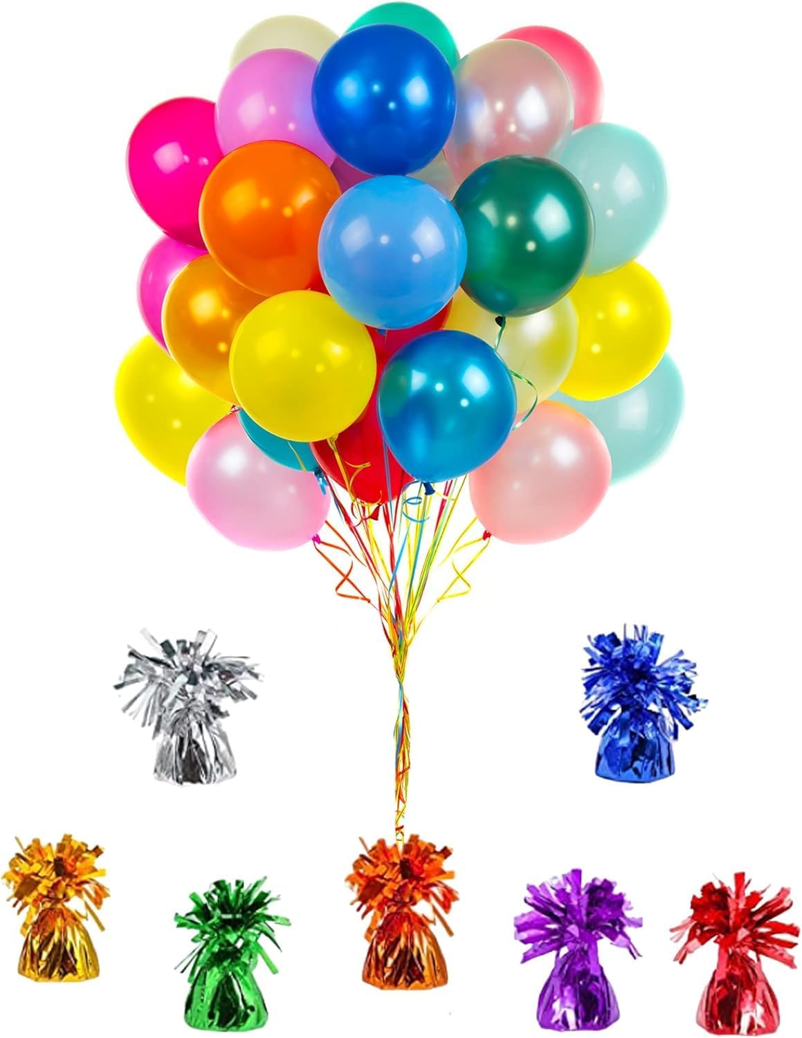 Metallic Balloon Weights, Birthday Party Favors, Novelty and Gag Gifts, 5.5" Inches, 6-Pack (Multicolor)