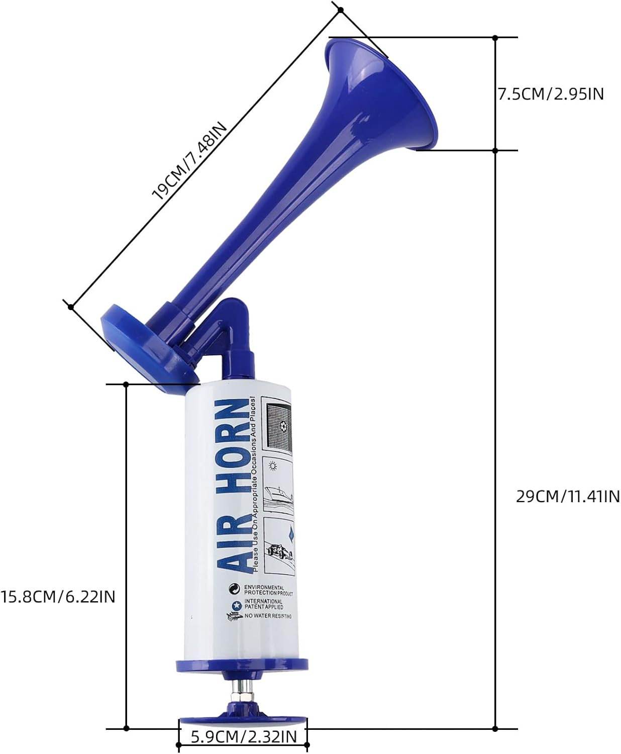 Reusable Air Horn, Aluminum Handheld Air Pump Horn for Marine Safety,graduation,Sporting Events,Birthdays, Parties, and Celebrations,Loud horn scare animals(Handheld Air horn blue 2pcs)